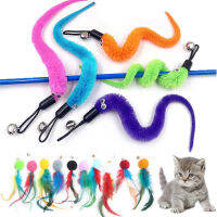 5-20Pcs Retractable Cat Feather Stick ของเล่น Interactive Teaser Wand Catcher ของเล่นเมาส์ปลอมของเล่น Bell การฝึกอบรมลูกแมวของเล่น