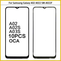 10ชิ้นสำหรับ Samsung Galaxy A02 A022 A03s A02s A025หน้าจอสัมผัสหน้าจอ Lcd เลนส์แผงกระจกด้านนอกกระจกทัชสกรีนพร้อม Oca