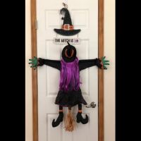 【CW】 Crashing Witch Into Tree Halloween Decoration Door Porch Tree Decoration Props Crashed Witch Outdoor Halloween Decorations