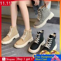 COD DSGRTYRTUTYIY 2022 New Style Low-cut Martins Boots for women Korean fashion Autumn Winter Shoes Student plus Size 26-40 Black