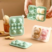 4pcs 3D Teddy Bear Ice Cube Mould Silicone Ice Cubes Home Ice Cream Freezer Ice Ball Ice Box Ice Molds  Cute Bear Ice Cube Tray