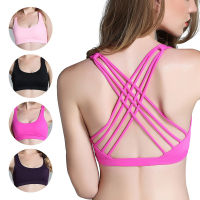 Open Back Strappy Sports Bras for Women New Female Beauty Cross Back y Padded Yoga Bra Tops Cute Feminine Activewear