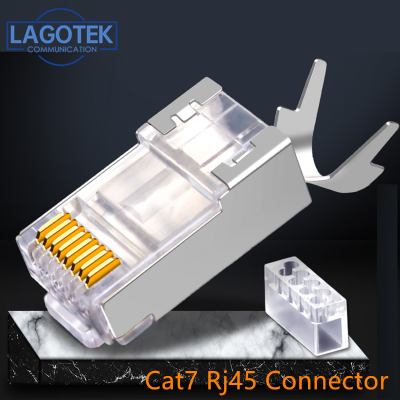 50PCSlot RJ45 Connector Network Cable Connector Cat6a Cat7 RJ45 plug shielded FTP 8P8C Network Crimp Connectors 1.3mm