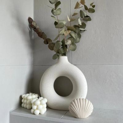 Creative Ceramic Vase Furnishings Decor Dry Flower Arrangement Nordic Style Vase Cream-colored Ceramic Vase