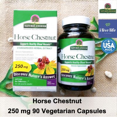 ฮอร์สเชสนัทสกัด Horse Chestnut Vein Strength 250 mg 90 Vegetarian Capsules - Natures Answer