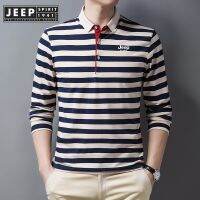 JEEP SPIRIT 1941 ESTD lelaki 2022 เสื้อเชิ้ตแขนยาวลําลอง ลายทาง สีเหลือง สไตล์ใหม่ สําหรับผู้ชาย wnd