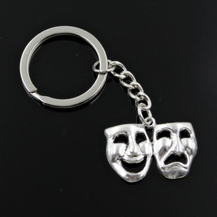 new-fashion-men-30mm-keychain-diy-metal-holder-chain-vintage-comedy-tragedy-masks-31x23mm-silver-color-pendant-gift-key-chains