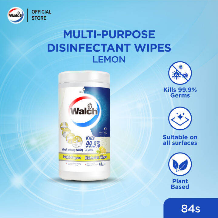 WALCH Multipurpose Disinfectant Wipes Lemon 84 pcs [Expired Feb'24] Lazada