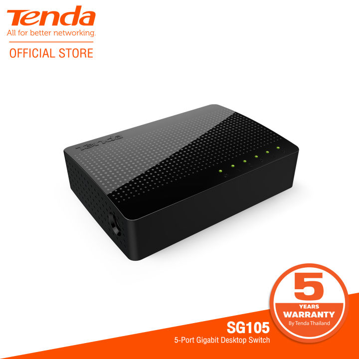 tenda-sg105-5-port-desktop-gigabit-switch-สวิตช์เครือข่ายอีเธอร์เน็ต-lan-hub-มีพอร์ตเชื่อมต่อ-10-100-1000mbps-จำนวน-5-พอร์ต-ใช้เพื่อสร้างเครือข่าย-lan-หรือขยายเครือข่ายอัปลิงค์-เมื่อเทียบกับสวิตช์-100