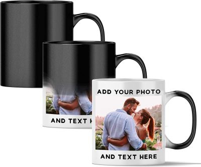 【High-end cups】เพิ่มรูปภาพหรือข้อความของคุณเปลี่ยนสีที่กำหนดเองถ้วยกาแฟส่วนบุคคล DIY พิมพ์เซรามิกร้อนถ้วยไวต่อความร้อน
