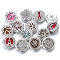 ✁⊕ New Aromatherapy 18mm Snap Buttons Perfume Locket Magnetic Stainless Steel Essential Oil Diffuser Snap Button Bracelet Jewelry