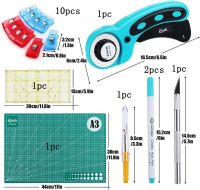 【Discount】 ชุดมีดคัดคุกกี้ลูกกลิ้งผ้า22ชิ้นมีดตัดผ้า45มม. พร้อมใบมีดพิเศษ3ชิ้นไม้บรรทัดควิลท์หมุดคลิปตัดเย็บสำหรับผ้า