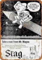 ป้ายดีบุกวินเทจเบียร์12X16กวาง Mr. Magoo ของตกแต่งบ้านชวนอารมณ์ดีศิลปะห้อง