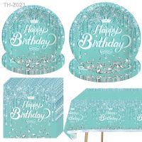 ❂๑❀ Tiffany Blue Diamonds Shiny Adult Birthday Party Decorations Tablecloth Banner Tableware Girls Adult Bridal Shower Supplies