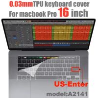 สำหรับ Macbook Pro 16ฟิล์มป้องกันแป้นพิมพ์ใหม่ TPU Macbook Pro 16นิ้ว A2141แผ่นครอบแป้นพิมพ์0.03มม. แป้นพิมพ์โปร่งใสแผ่นครอบแป้นพิมพ์