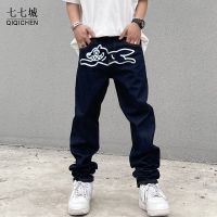 Flying Dog Print Jeans Men Straight Loose Retro High Street Oversize Casual Denim Pant Harajuku Washed Hip Hop Trousers 2021