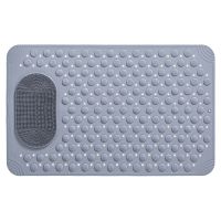 Bathtub Mat Non- Rubber Shower Mat with Drain Holes Suction Cups, Quick Drain, Feet Massage, Bath Mat