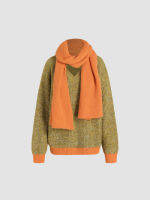 Cider V-neck Contrasting Sweater With Scarf