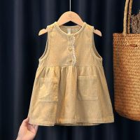 CUI YI SHOP Girls vest dress autumn and winter style Korean version fashionable baby corduroy little girls sleeveless one-piece dress