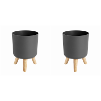 Modern Plant Pots with Wooden Legs Holder Bedroom Living Room Floor Standing Potted Flower Pot Home Garden Planters