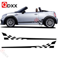 2 PCS รถจัดแต่งทรงผม Checkerboard Checkered Flag ประตูด้านข้าง Stripes Decal สติกเกอร์ตกแต่งสำหรับ MINI Cooper Coupe R58 Roadster R59