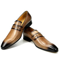 ใหม่ผู้ชายหรูหรา Loafers Cowhide สวมใส่และสบายรองเท้าหนังทุกวันแฟชั่นสำนักงานอย่างเป็นทางการรองเท้าหนัง