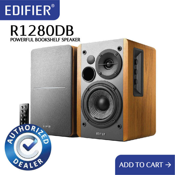 Edifier R1280DB Powered Bluetooth Bookshelf Speaker (Brown / Black ...