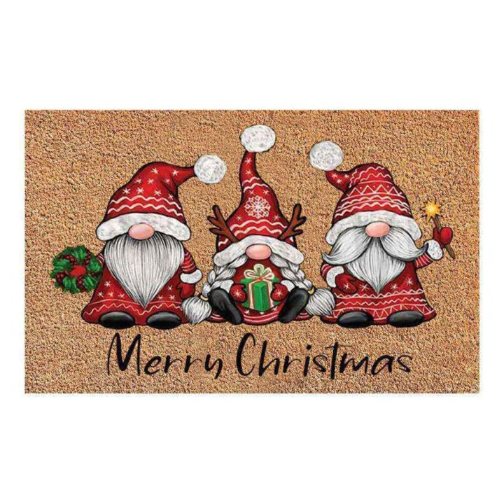 Christmas Doormat Xmas Gnome Tree Decorative Mat Non Slip Washable Winter  Door Mat for Indoor Outdoor Bathroom Kitchen