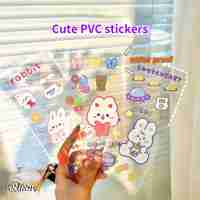 Original Cartoon Sticker Transparent PVC Hand Account Sticker Cute Thermos Cup Seamless Waterproof Water Cup Decoration Sticker Label Maker Tape