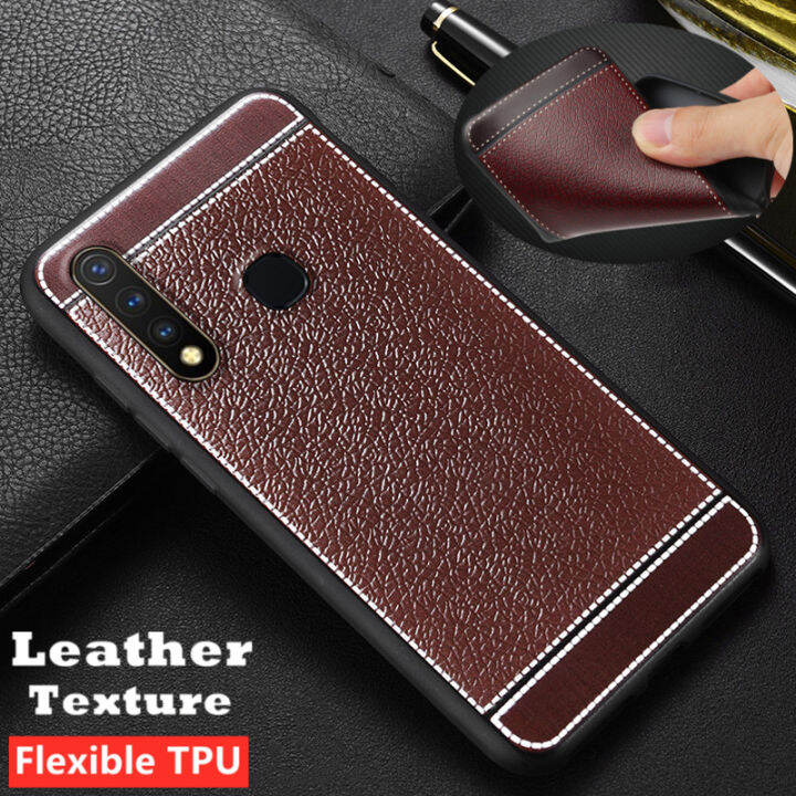 vivo y19 back cover leather