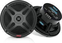 Pyle 6.5 Inch Marine Speakers - 2-way IP-X4 Waterproof and Weather Resistant Outdoor Audio Dual Stereo Sound System with 600 Watt Power and Low Profile Design - 1 Pair - Pyle PLMR652B (Black)