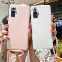 Strap Cord Chain Lanyard Silicone Case for Xiaomi Redmi Note 11 11S 10 Pro Max 4G 5G Coque Candy Color Soft TPU Back Cover