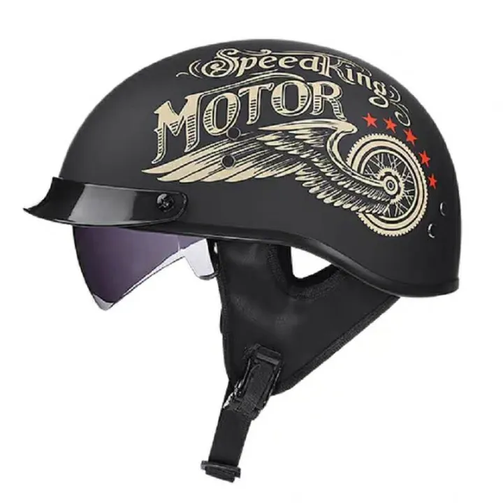 Ms VOSS motorcycle helmet male half helmet retro electric four seasons ...