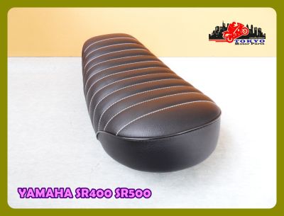 YAMAHA SR400 SR500 "BLACK" COMPLETE DOUBLE SEAT with "WHITE" STITCHING // เบาะ เบาะรถมอเตอร์ไซค์ สีดำ ผ้าลอน ตูดมน ด้ายขาว