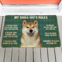 My Shiba Inus Rules Doormat Decor Print Animal Dog Floor Door Mat Non-Slip 3D Soft Flannel Custom Carpet for Hallway Bedroom