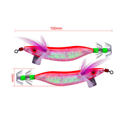 Laogeliang 5ชิ้น/ล็อต Night Luminous squid JIG 10cm prawn Hook ไม้กุ้งสีเหยื่อ