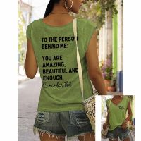 Rheaclots Womens To The Person Behind Me You Matter Printed Casual V-Neck Tank Top