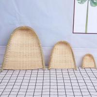 OKDEALS01 Durable Natural Handwoven Handmade Drying Trendy Kitchen Supplies Bamboo Basket Vegetable Storage Tray Dustpans