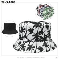 cap printing coconut trees double basin female fashion new outdoor travel sun hat