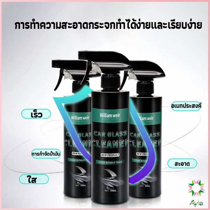 ayla-น้ำยาเคลียวิว-เช็ดกระจกรถยนต์-500ml-น้ำยาเครือบกระจก-กันน้ำฝน-cleaning-equipment