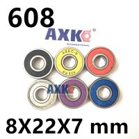 8x22x ตลับลูกปืนขนาดเล็กเหล็กชุบโครเมี่ยม7มม. 608-2rs Abec-7 Abec-9 608สำหรับสเก็ตอินไลน์สเกตบอร์ดสกูตเตอร์608zz