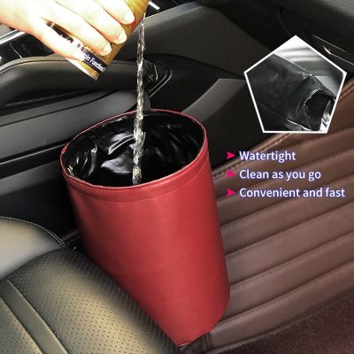 hot！【DT】✔  Car Trash Can Storage Busket Interior Rubbish Waste Organizer Holder Garbage Accessories