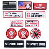 ✇▩ Prohibition Sign Embroidery Patch Service Dog Bandage Logo Hook Loop Pet Patches No Talking Slogan Badge Working Label Wholesale