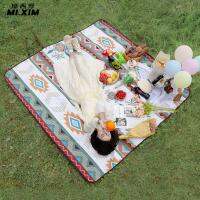 Ethnic Style Garden Lawn Blanket Pad Foldable Waterproof Picnic Beach Blanket 210D Oxford Cloth for Beach Park Travel Sleeping Pads