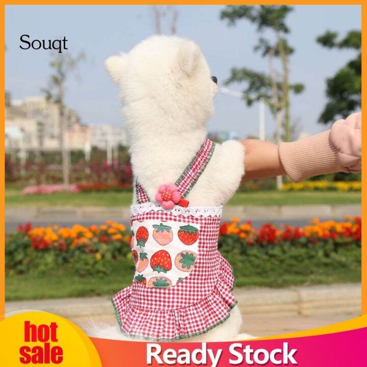 【Ready Stock】 Souqt Plaid Pattern Summer Dog Dresses for Teddy Puppy