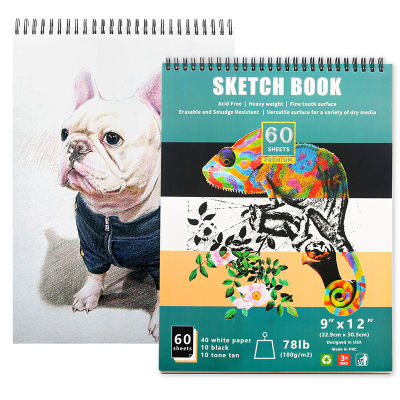 3 Colored Paper, 2 Packs, 9 * 12inch Sketch Book, Hand Drawn Blank Painting Book, Coil Painting Draft Painting Paper