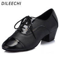 DILEECHI ผู้ชายสีดำหนังแท้รองเท้าเต้นรำละตินชาย Cowhide รองเท้าเต้นรำบอลรูมที่กำหนดเองขนาดใหญ่สำหรับ Boys