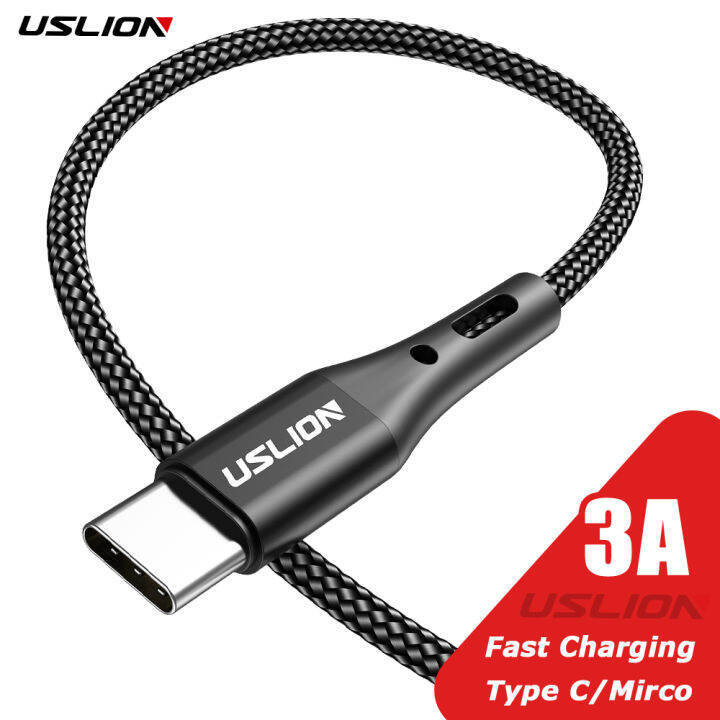 uslion-3a-usb-type-c-เคเบิ้ลศัพท์มือถืออย่างรวดเร็วชาร์จข้อมูล-mirco-ประเภท-c-สายชาร์จสำหรับ-xiaomi-12-11ซัมซุง-s22-poco-m5-r-edmi