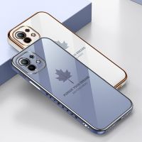 For Mi 11 Lite 5G NE Case Maple Leaf Electroplated Case For Xiaomi 12 Lite Mi 11T Pro T Poco X5 X4 M4 Pro Case Plating Cover