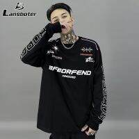 Lansboter เสื้อสเวตเตอร์แขนยาวสำหรับผู้ชายและเสื้อแขนยาวสตรีเสื้อฮู้ดแขนยาวลำลองแนวสตรีทแบบอเมริกัน Pakaian Balap